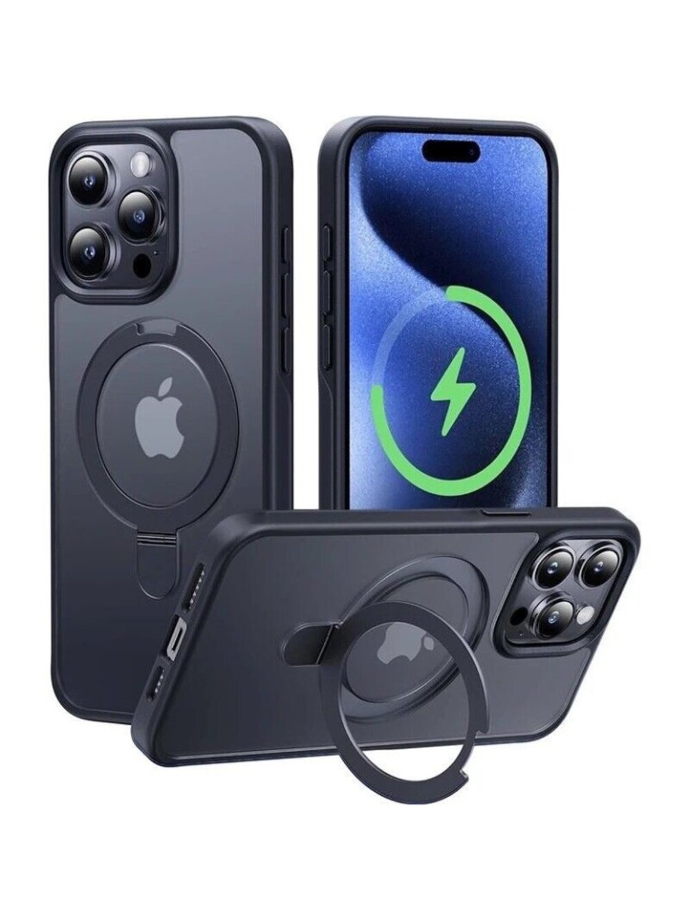 MagSafe Ready Case w/ Ring Stand iPhone 14 Pro Matte Black New Pocket Friendly